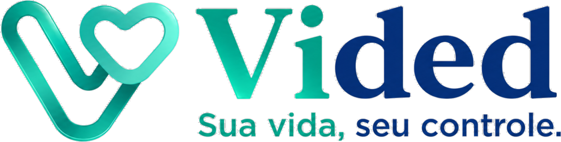 Símbolo Vided, wordmark e tagline Sua vida, seu controle.
